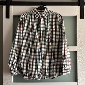 L.L.Bean Men’s M-Reg Plaid Flannel Shirt - Blue/Brown/Cream - 100% Cotton Size M